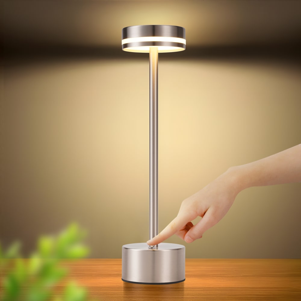 Lampe de table en fer argenté 8x8x31.5cm led — vue 3
