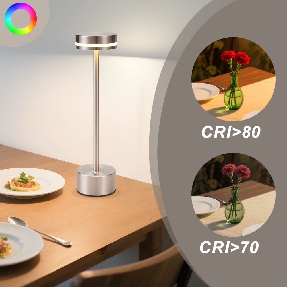Lampe de table en fer argenté 8x8x31.5cm led — vue 4