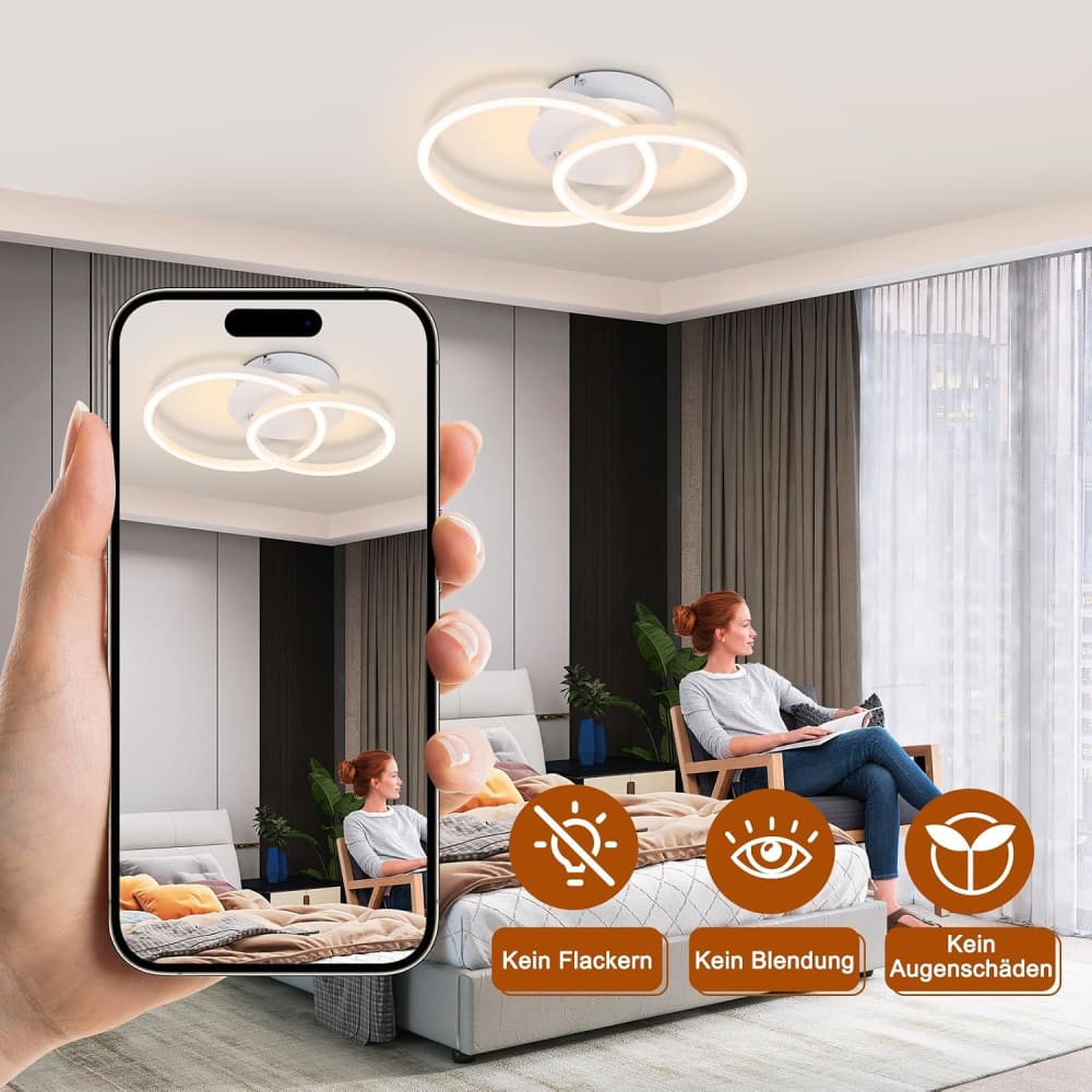Plafonnier en fer aluminium blanc 34.4x25x7.4cm led 3000k 24w — vue 4