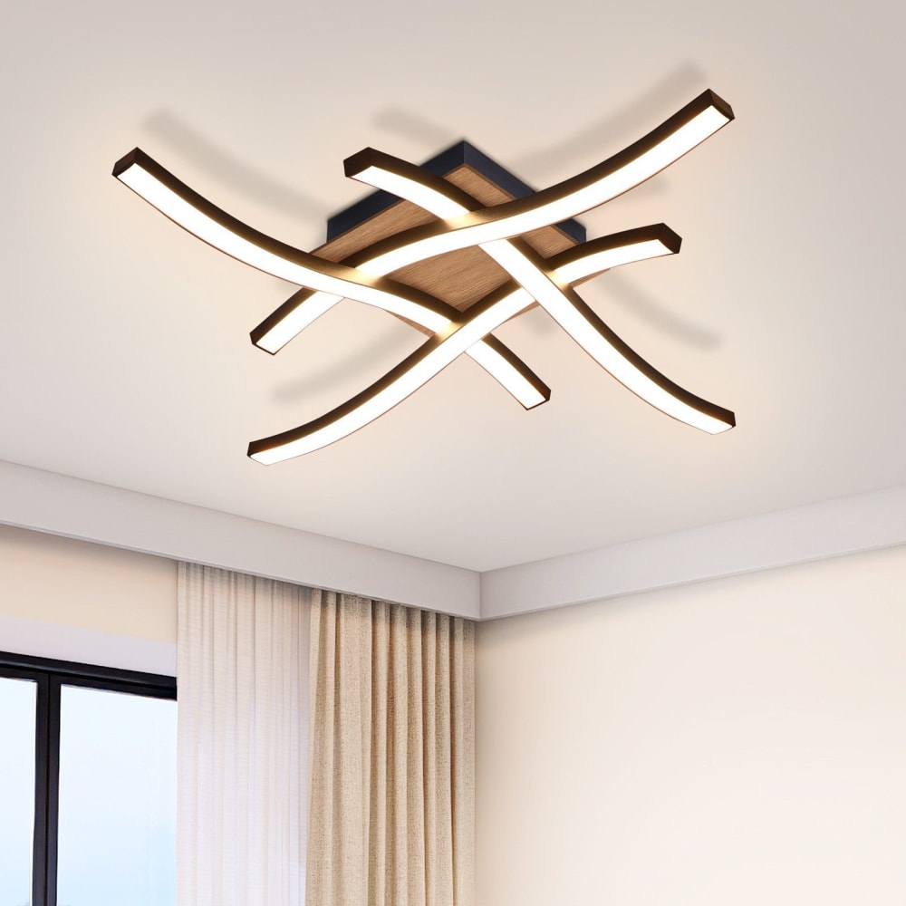 Plafonnier en fer aluminium noir 42.5x42.5x7.3cm led 3000k 24w — vue 3