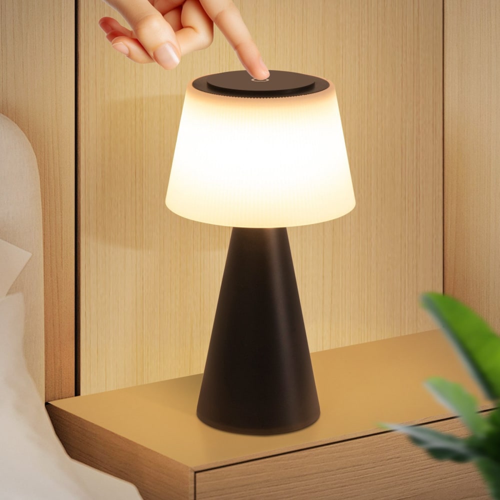 Lampe de table en abs noir 13x13x24cm led — vue 3