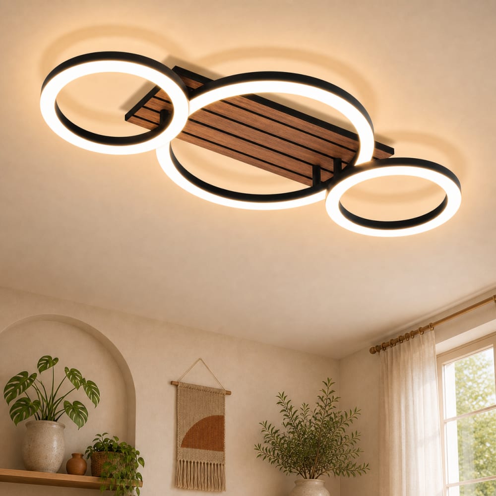 Plafonnier en fer noir 58x30x8cm led 3000k 21w — vue 3