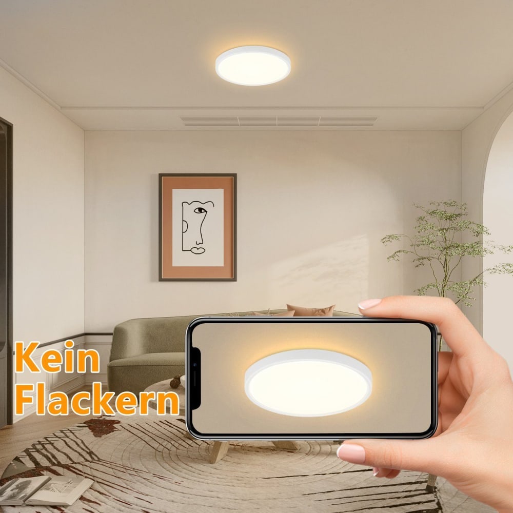 Plafonnier en pvc blanc 23x23x2.4cm led 3000k 18w — vue 4