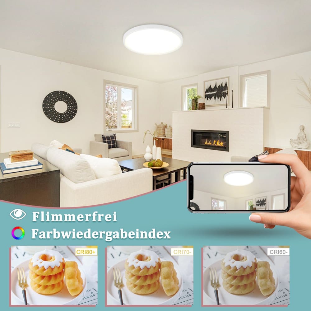 Plafonnier en plastique blanc 30x30x2.4cm led 4000k 24w — vue 4