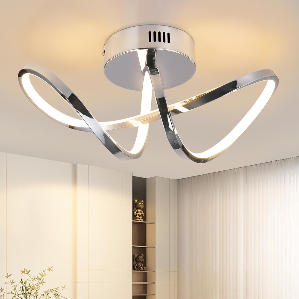 Plafonnier en aluminium argenté 34x14.5x17cm led 3000k 12w — vue 3