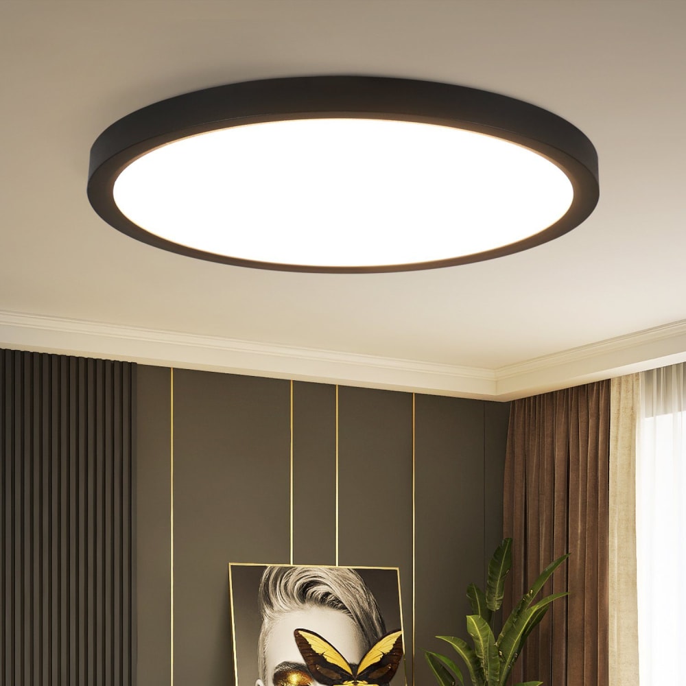 Plafonnier en plastique noir 22x22x2.5cm led 4000k 15w — vue 3