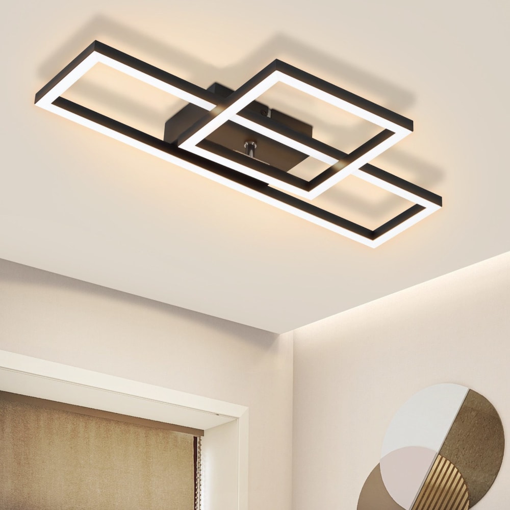 Plafonnier en fer aluminium noir 42x20x7cm led 3000k 20w — vue 3