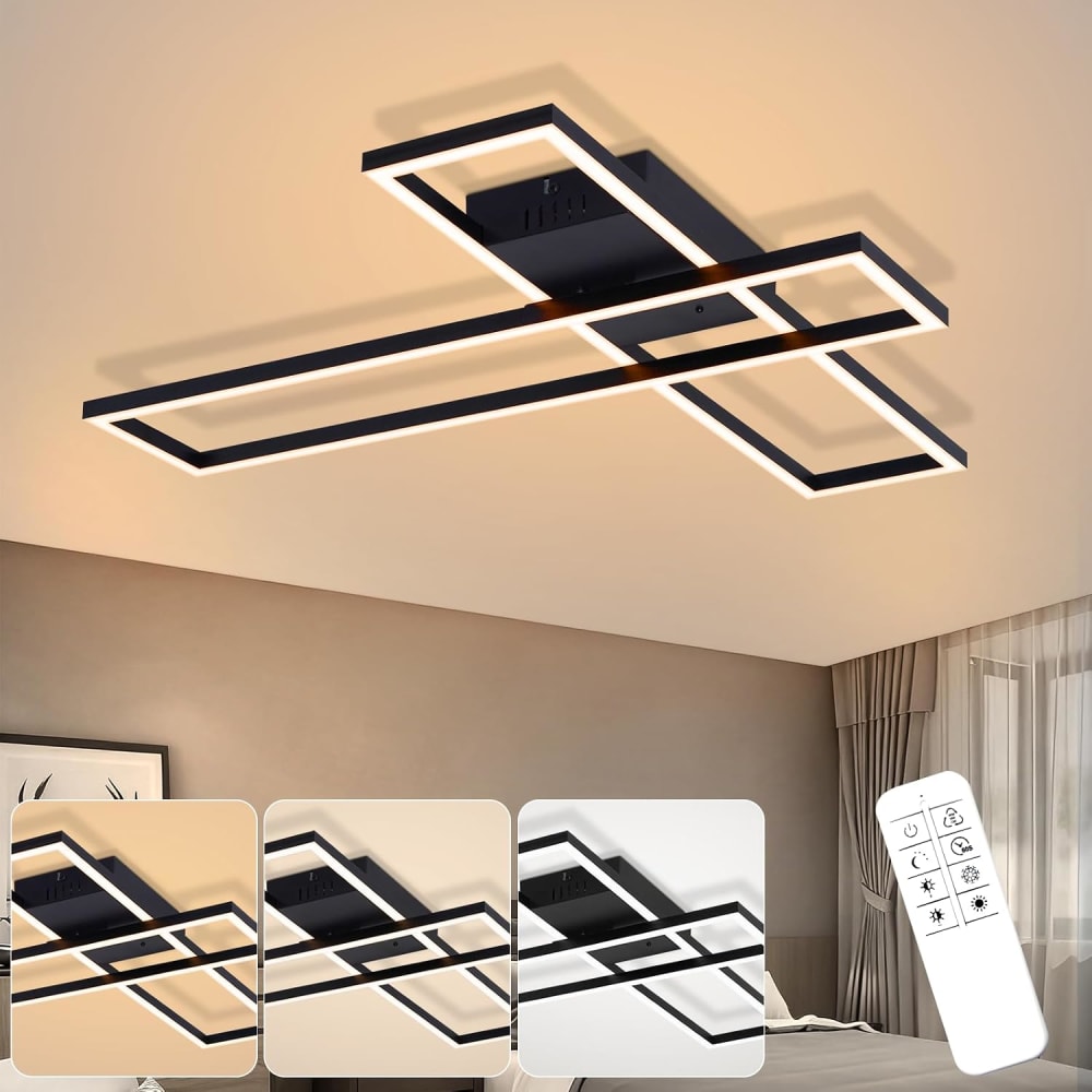 Plafonnier en plastique noir 80x22x5.6cm led intensité variable 42w — vue 3