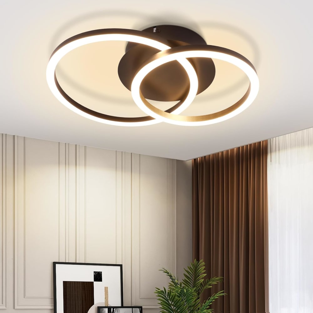 Plafonnier en fer aluminium noir 34.4x25x7.4cm led 3000k 24w — vue 3