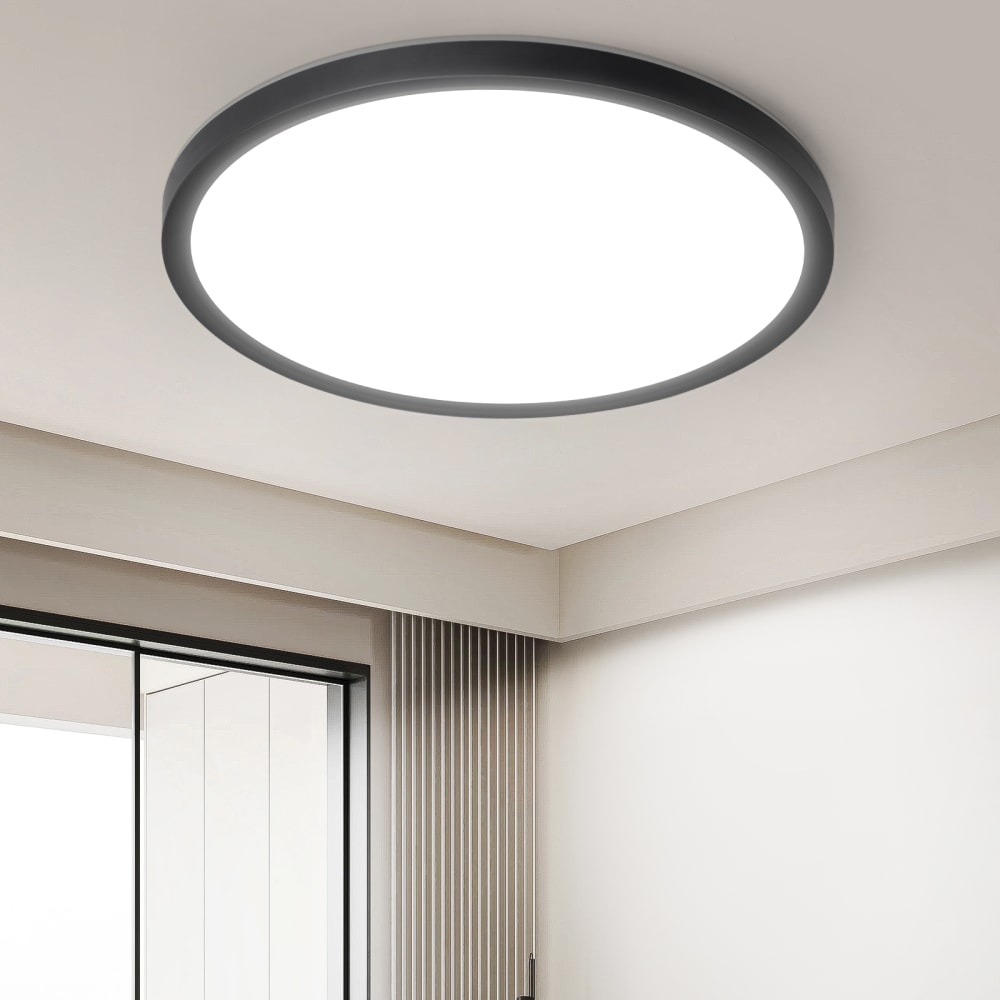 Plafonnier en plastique noir 18x18x2.6cm led 6500k 15w — vue 3