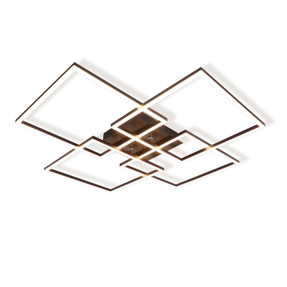Plafonnier en fer aluminium noir 72.4x72.4x7.3cm led 3000k 32w