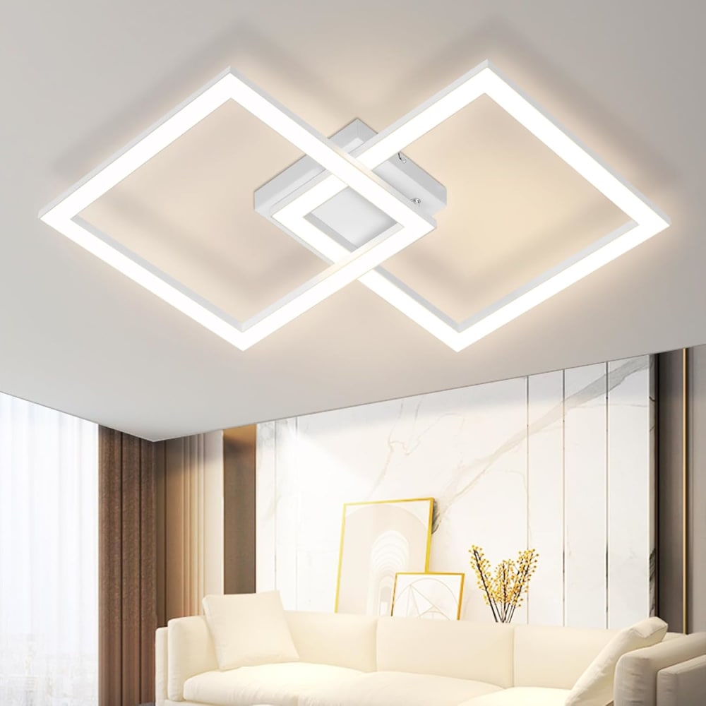 Plafonnier en fer aluminium blanc 46.1x46.1x5.8cm led 3000k 24w — vue 3