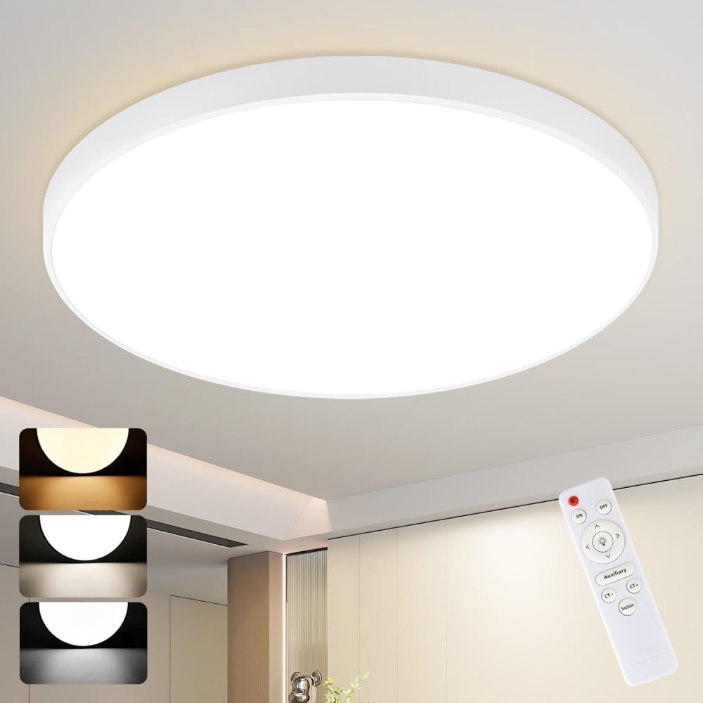 Plafonnier en pvc blanc 37x37x2.5cm led intensité variable 36w — vue 3