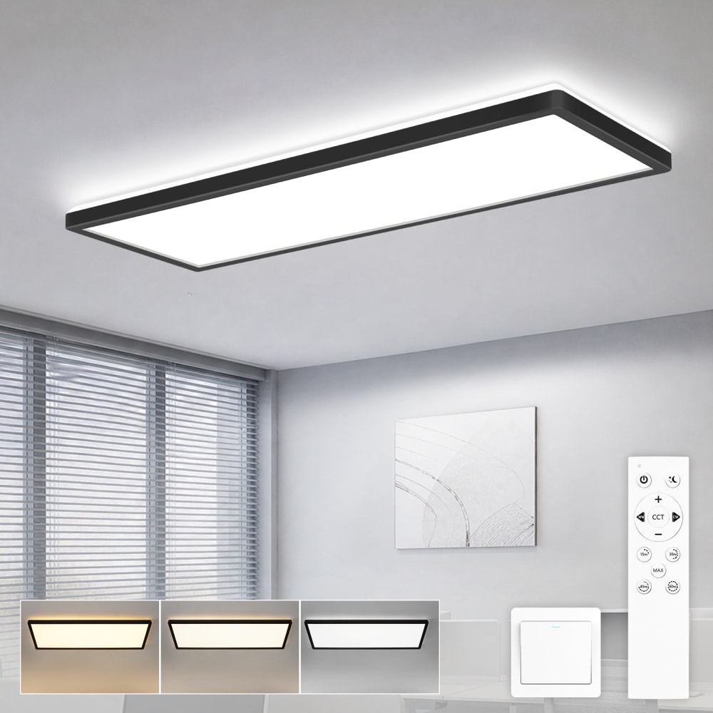 Plafonnier en pvc noir 58x20x3.1cm led intensité variable 24w — vue 3