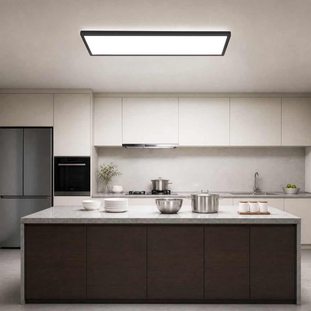 Plafonnier en pvc noir 58x20x3.1cm led intensité variable 24w — vue 4