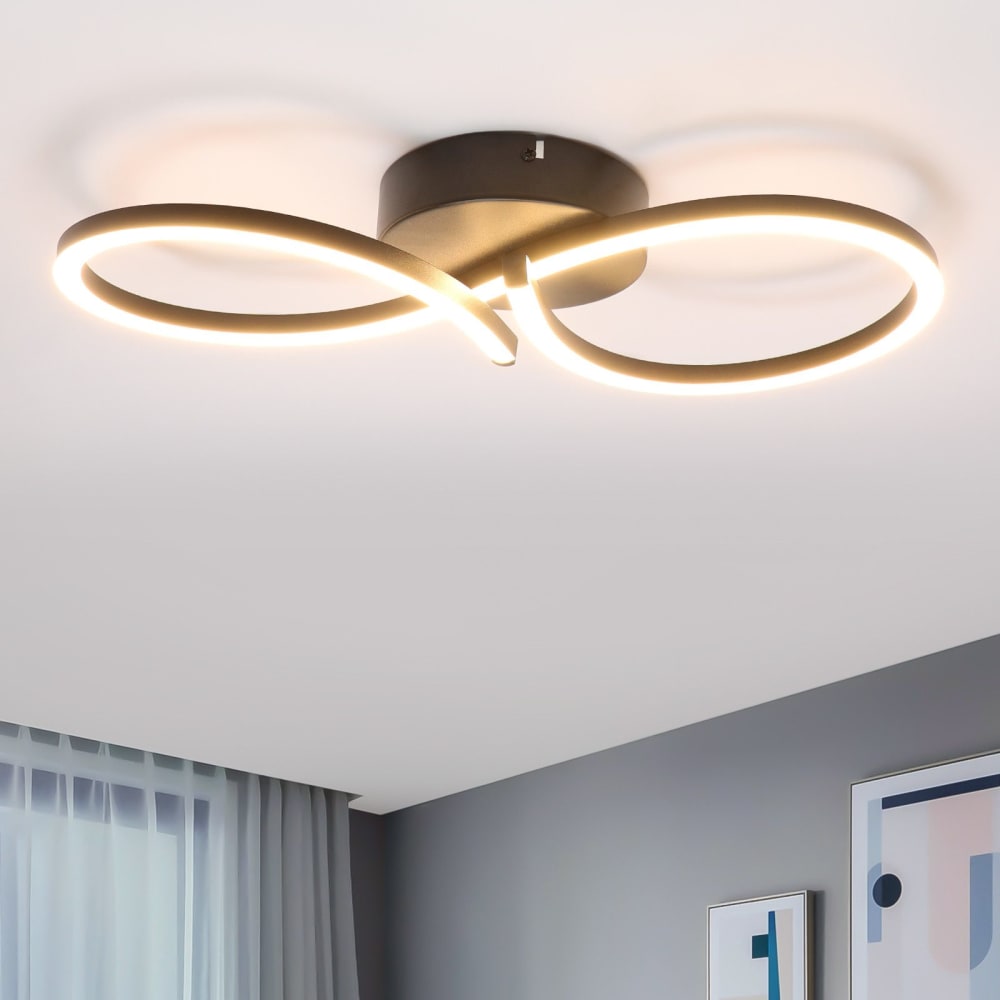 Plafonnier en fer aluminium noir 45x19x8cm led 3000k 24w — vue 3