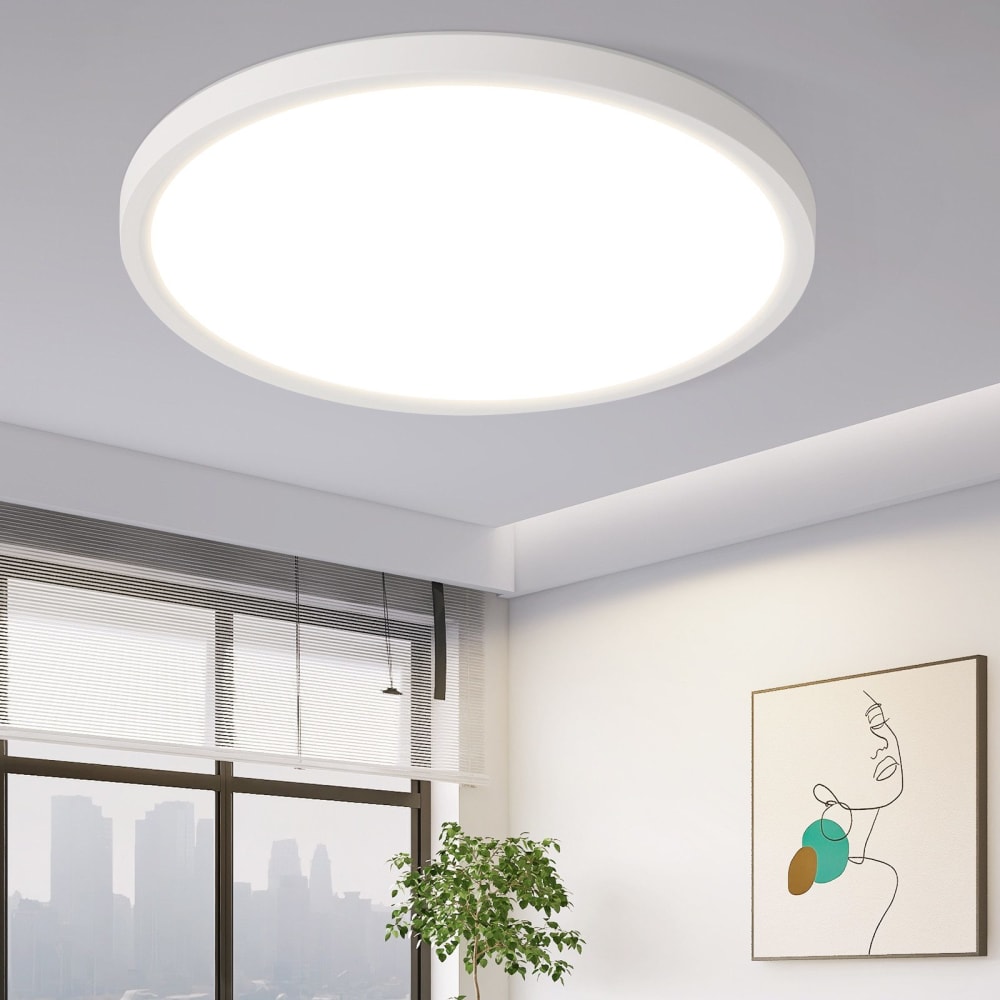Plafonnier en plastique blanc 22x22x2.6cm led 3000k 18w — vue 3