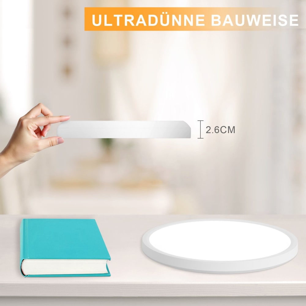 Plafonnier en plastique blanc 22x22x2.6cm led 3000k 18w — vue 4
