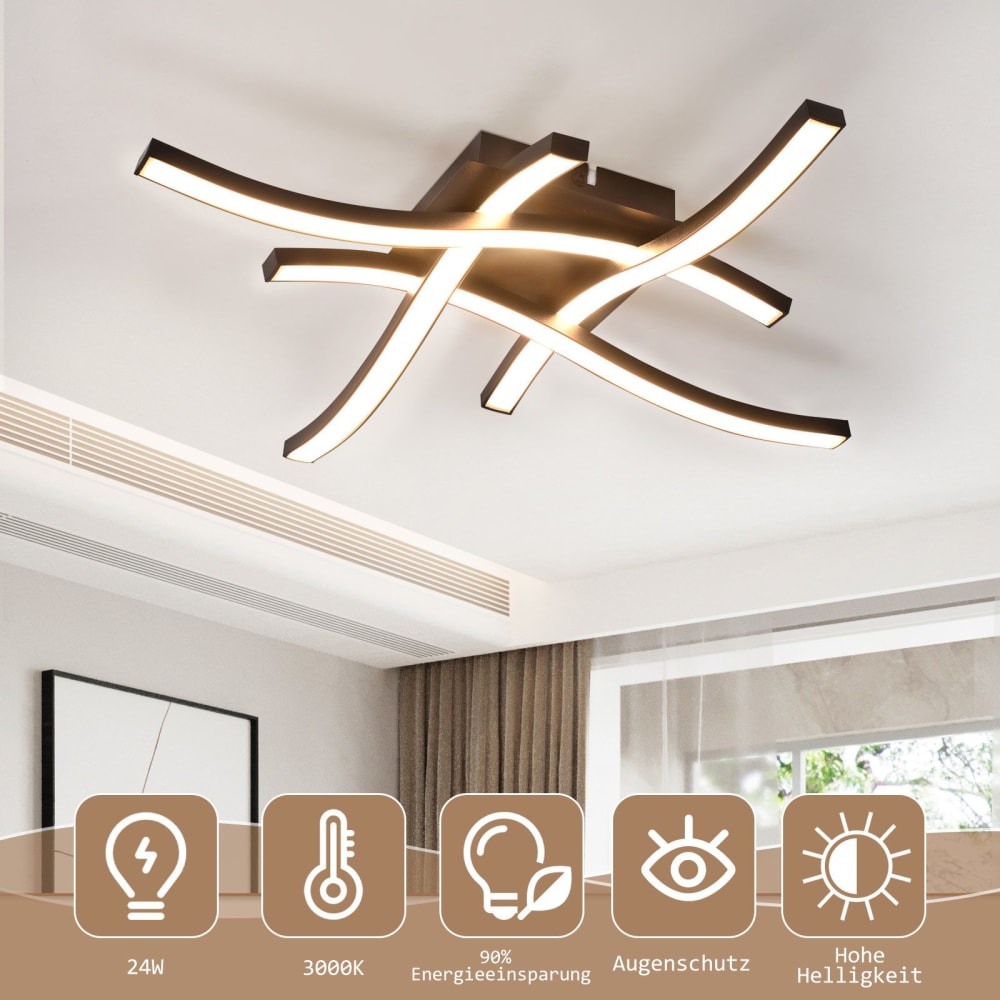 Plafonnier en fer aluminium noir 42.5x42.5x7cm led 3000k 24w — vue 3