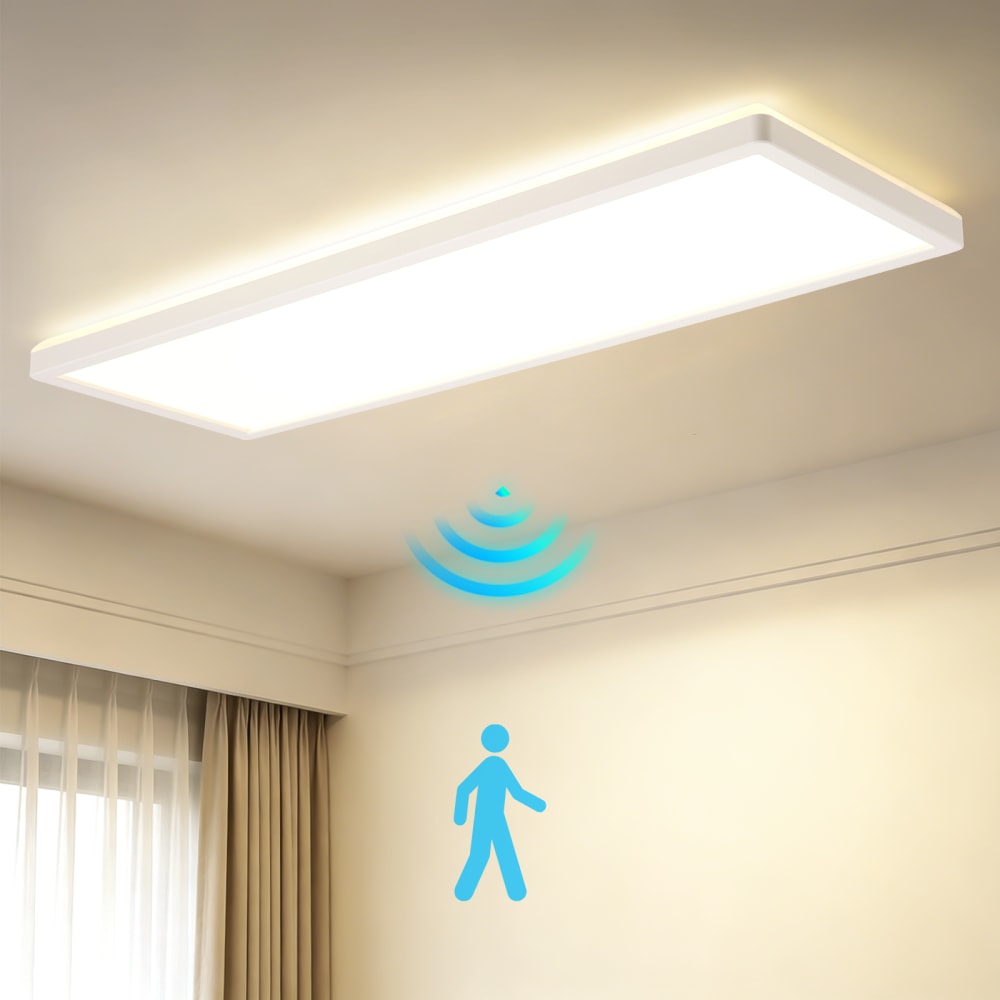 Plafonnier en pvc blanc 58x20x3.1cm led 4000k 24w — vue 3