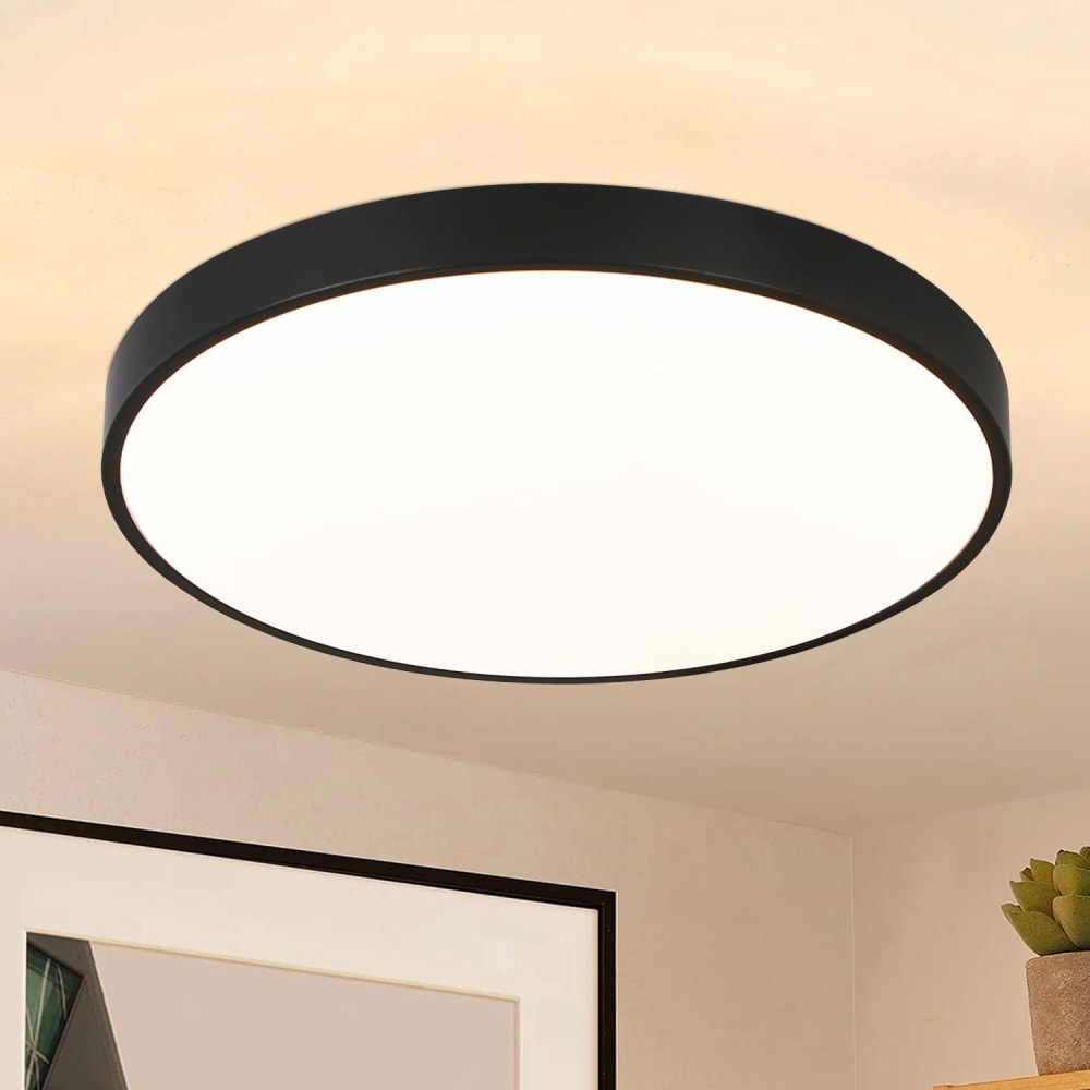 Plafonnier en pvc noir 21x21x5.7cm led 3000k 12w — vue 3