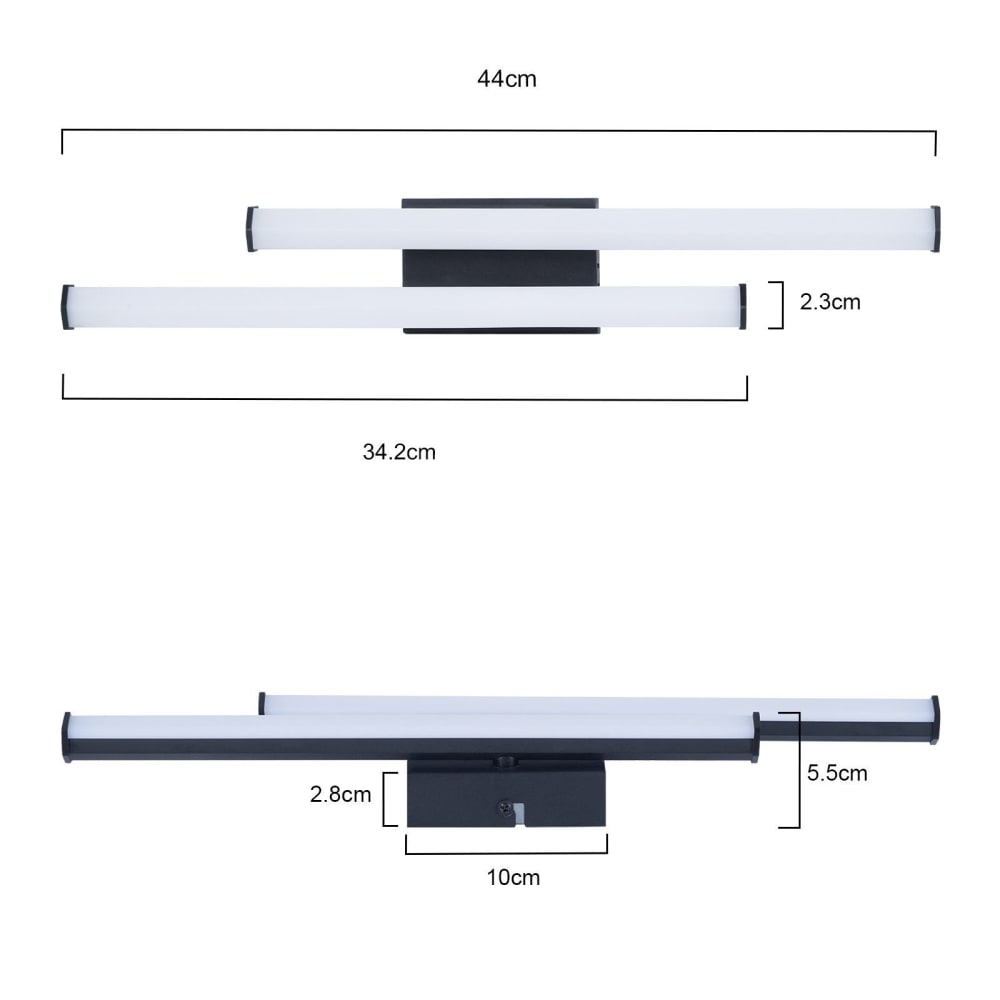 Plafonnier en fer noir 44x10x5.5cm led 3000k 12w — vue 4
