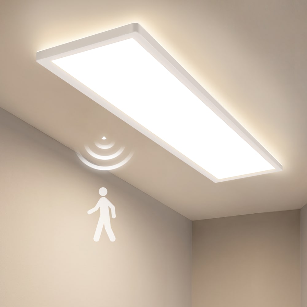 Plafonnier en fer aluminium blanc 100x25x5cm led 4000k 24w — vue 3