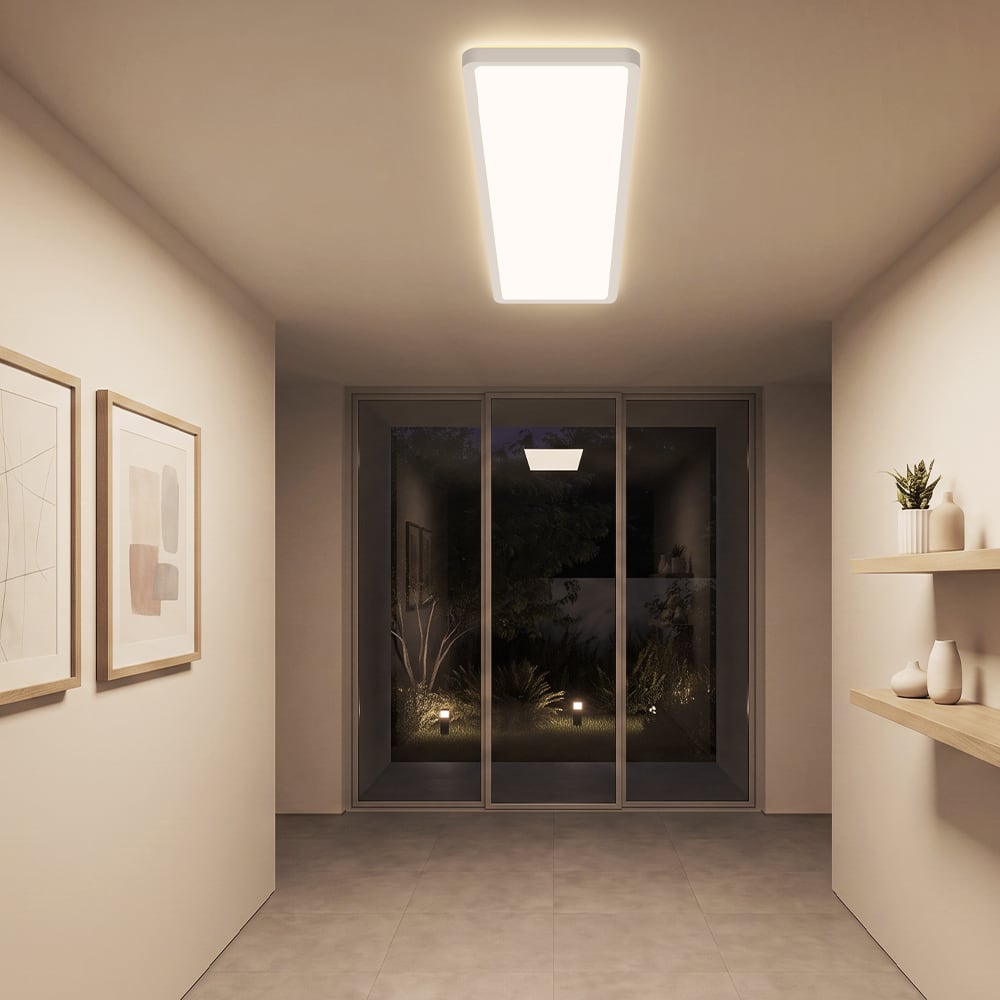Plafonnier en fer aluminium blanc 100x25x5cm led 4000k 24w — vue 4