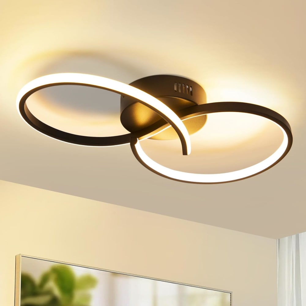 Plafonnier en aluminium noir 40x20.5x10cm led 3000k 12w — vue 3