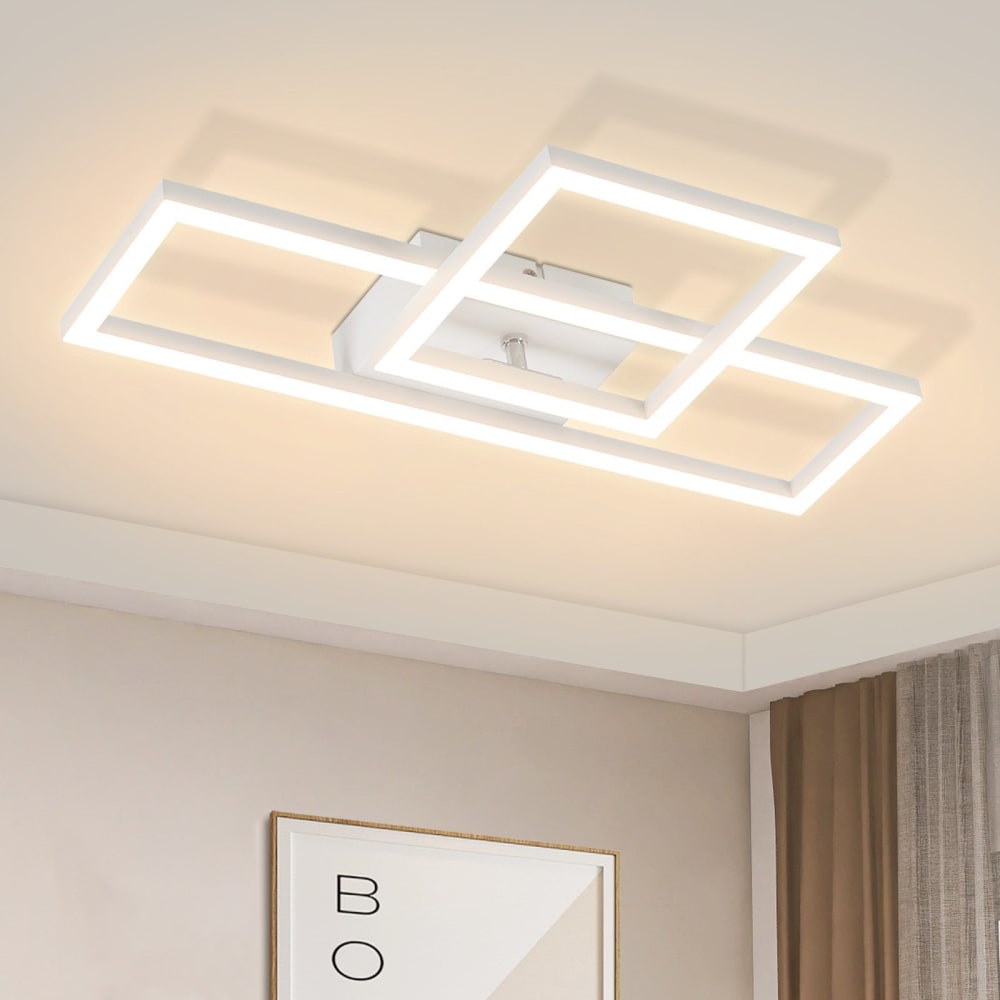 Plafonnier en fer aluminium blanc 42x20x7cm led 3000k 20w — vue 3
