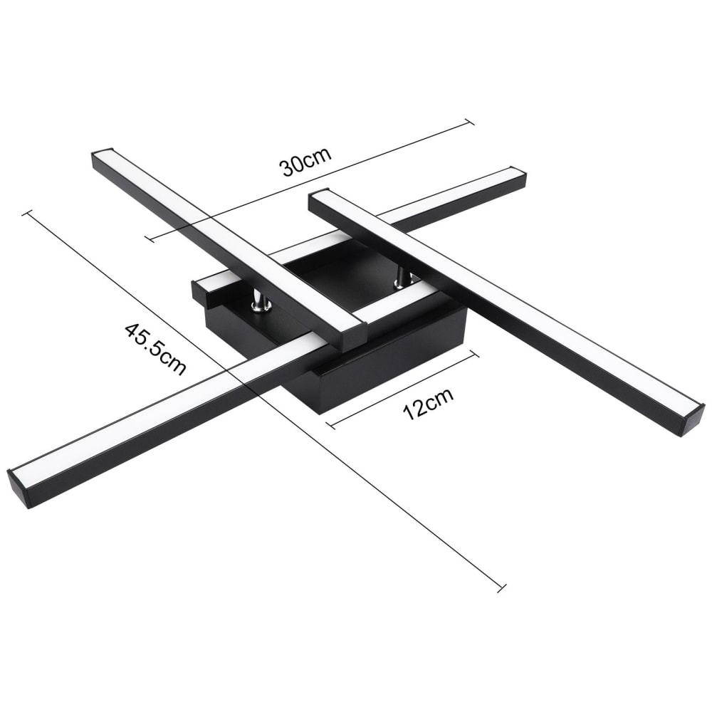 Plafonnier en fer aluminium noir 45.5x45.5x6.8cm led 3000k 24w — vue 4