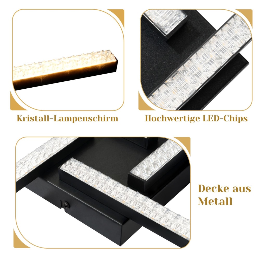 Plafonnier en plastique noir 56.6x56.6x5.3cm led 3000k 24w — vue 4