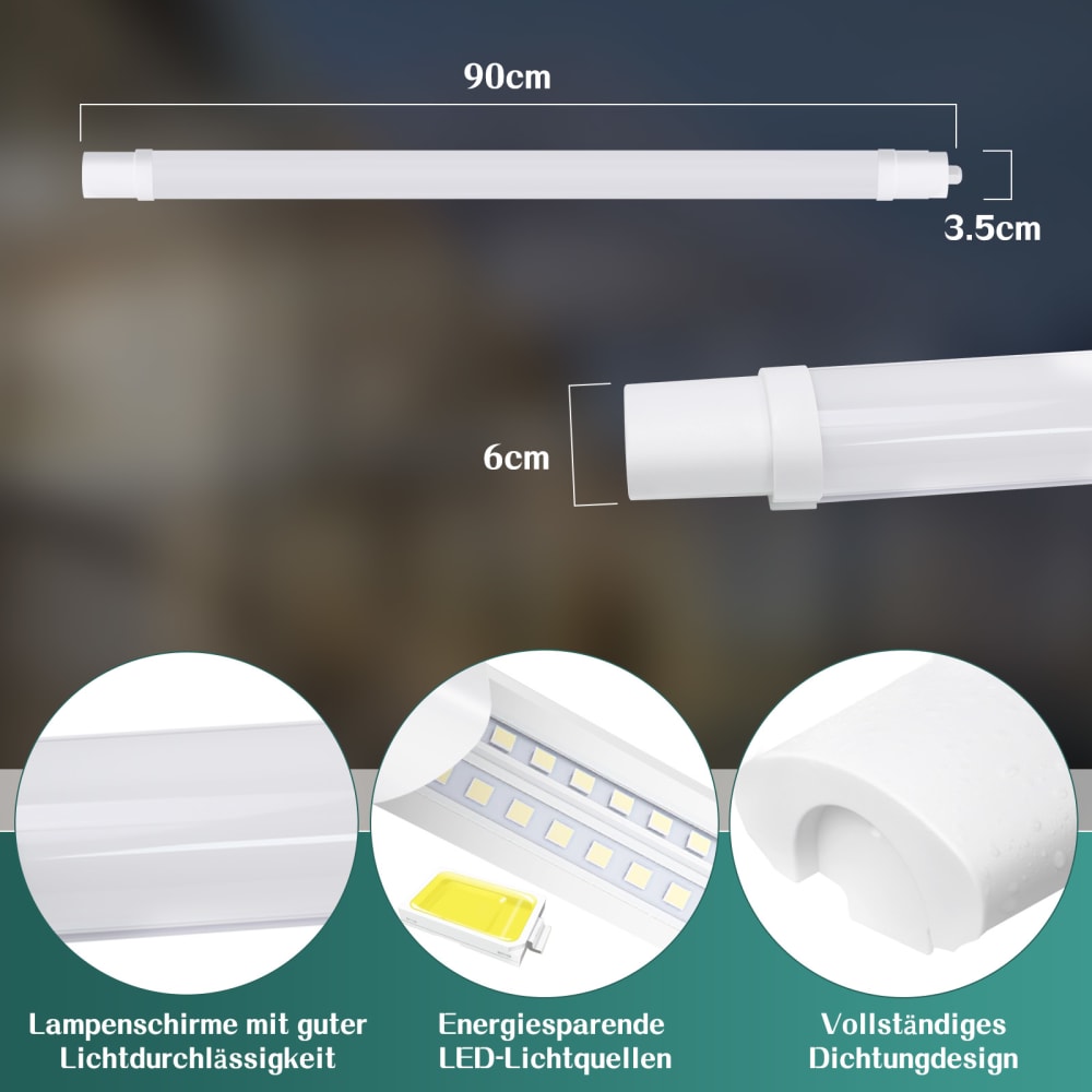 Plafonnier en plastique blanc 90x5.8x3.5cm led 5000k 24w — vue 4