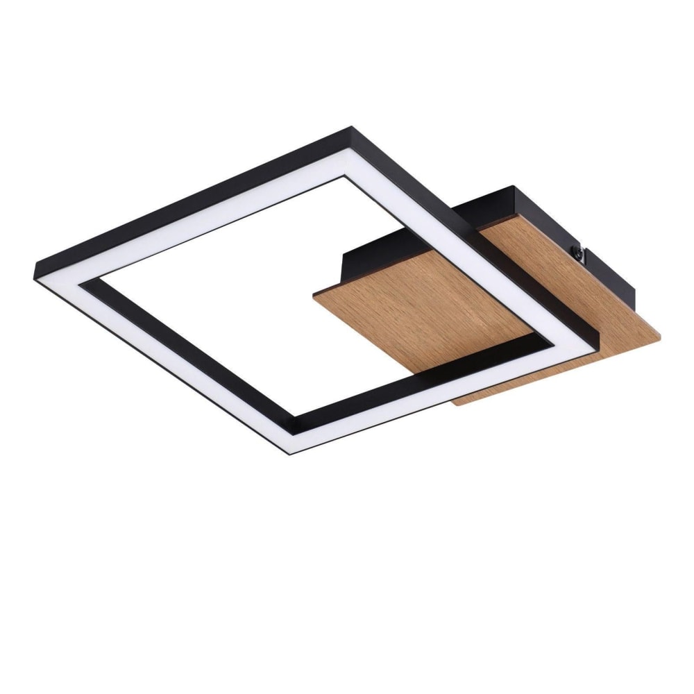 Plafonnier en fer aluminium noir 23.2x23.2x4.1cm led 3000k 12w