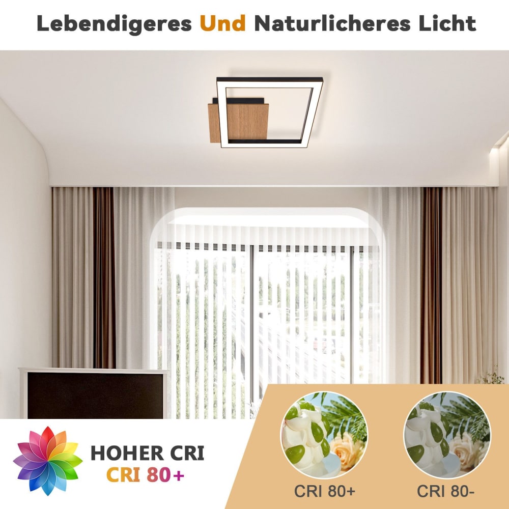 Plafonnier en fer aluminium noir 23.2x23.2x4.1cm led 3000k 12w — vue 4