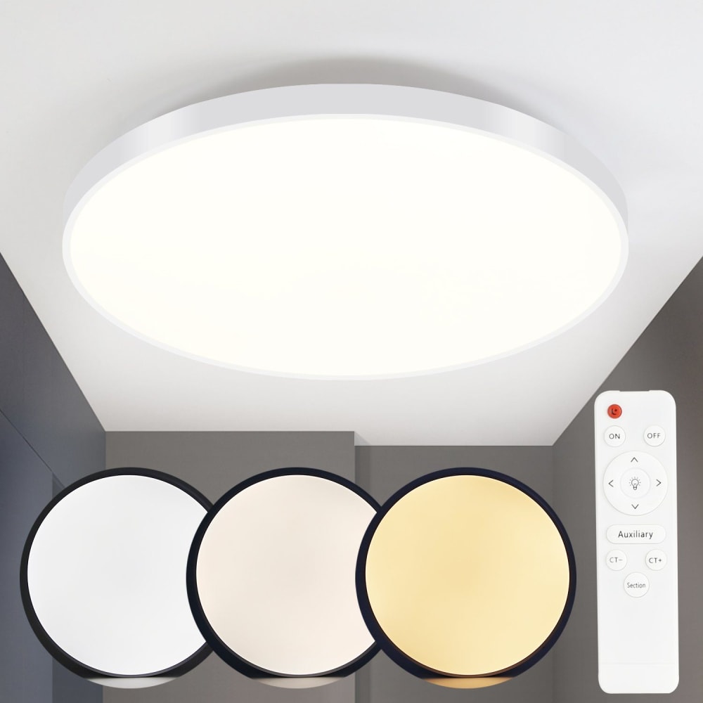 Plafonnier en pvc blanc 37x37x6.5cm led intensité variable 36w — vue 3