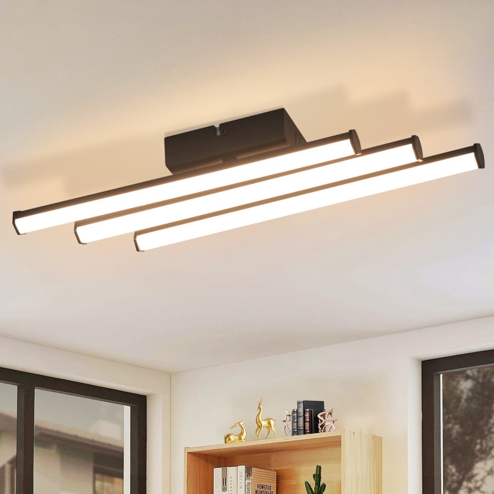 Plafonnier en fer noir 44x12x6cm led 3000k 18w — vue 3