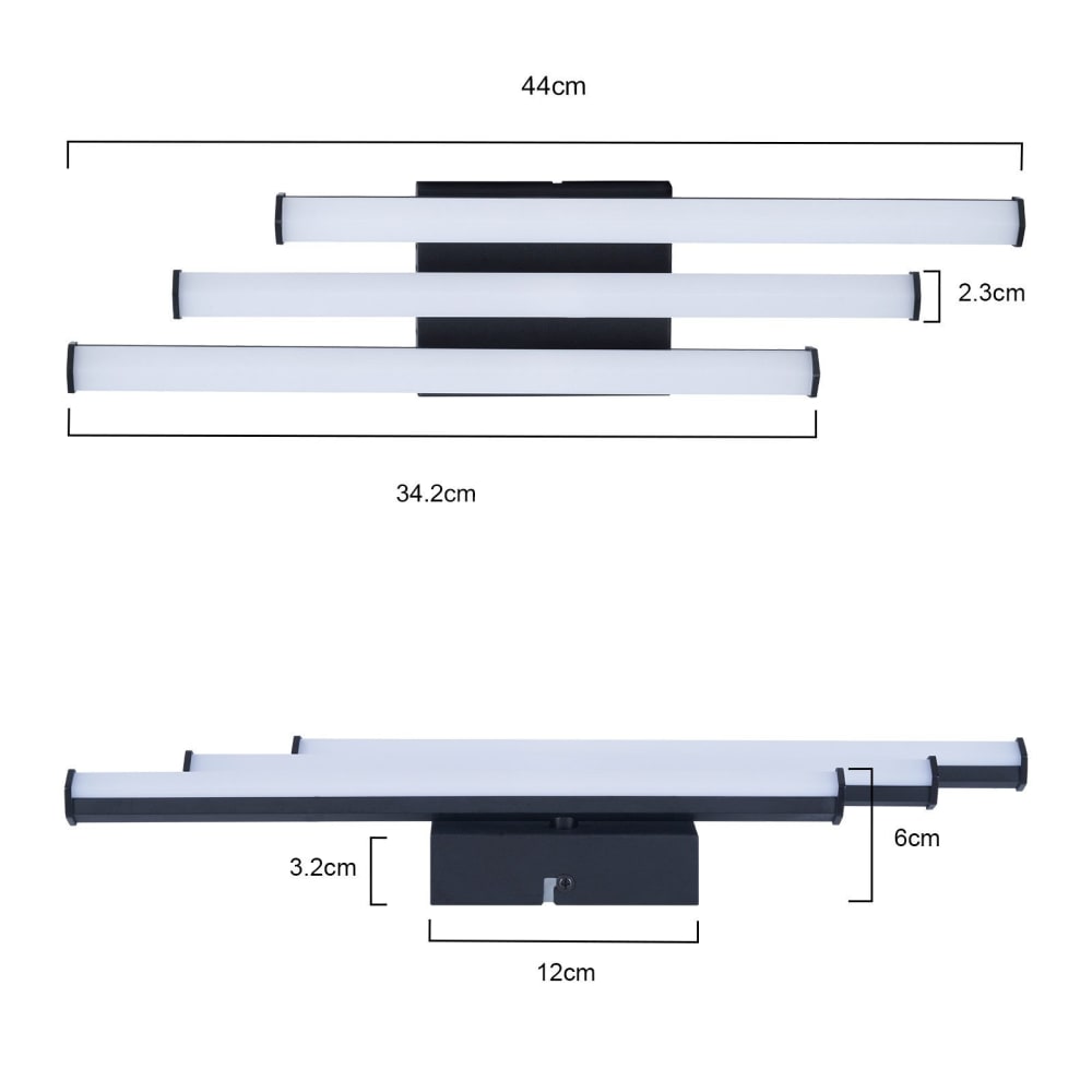 Plafonnier en fer noir 44x12x6cm led 3000k 18w — vue 4