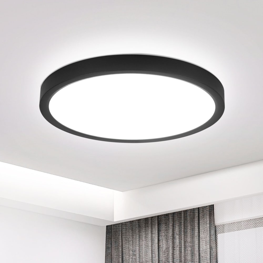 Plafonnier en pvc noir 18x18x2.4cm led 6000k 15w — vue 3