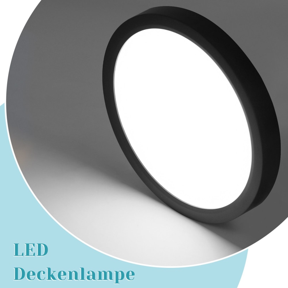 Plafonnier en pvc noir 18x18x2.4cm led 6000k 15w — vue 4
