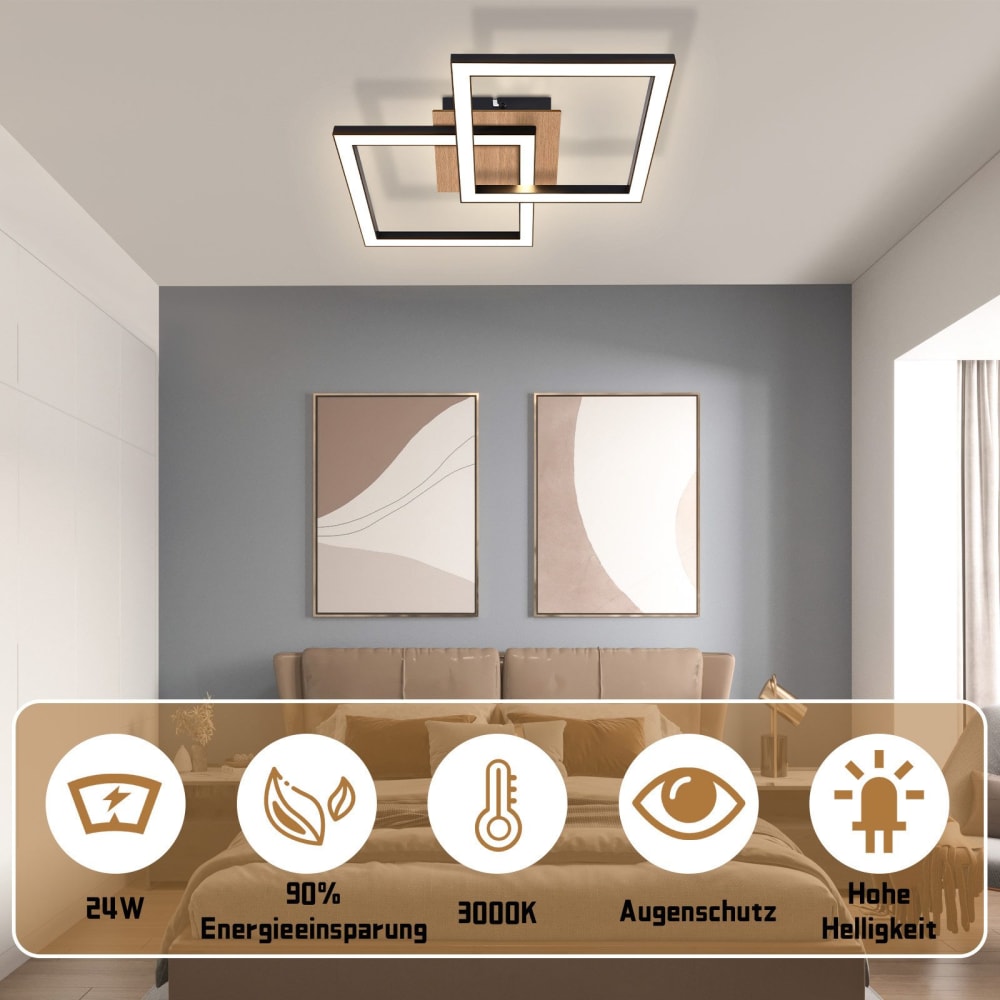 Plafonnier en fer aluminium blanc 33.3x33x6.1cm led 3000k 24w — vue 4