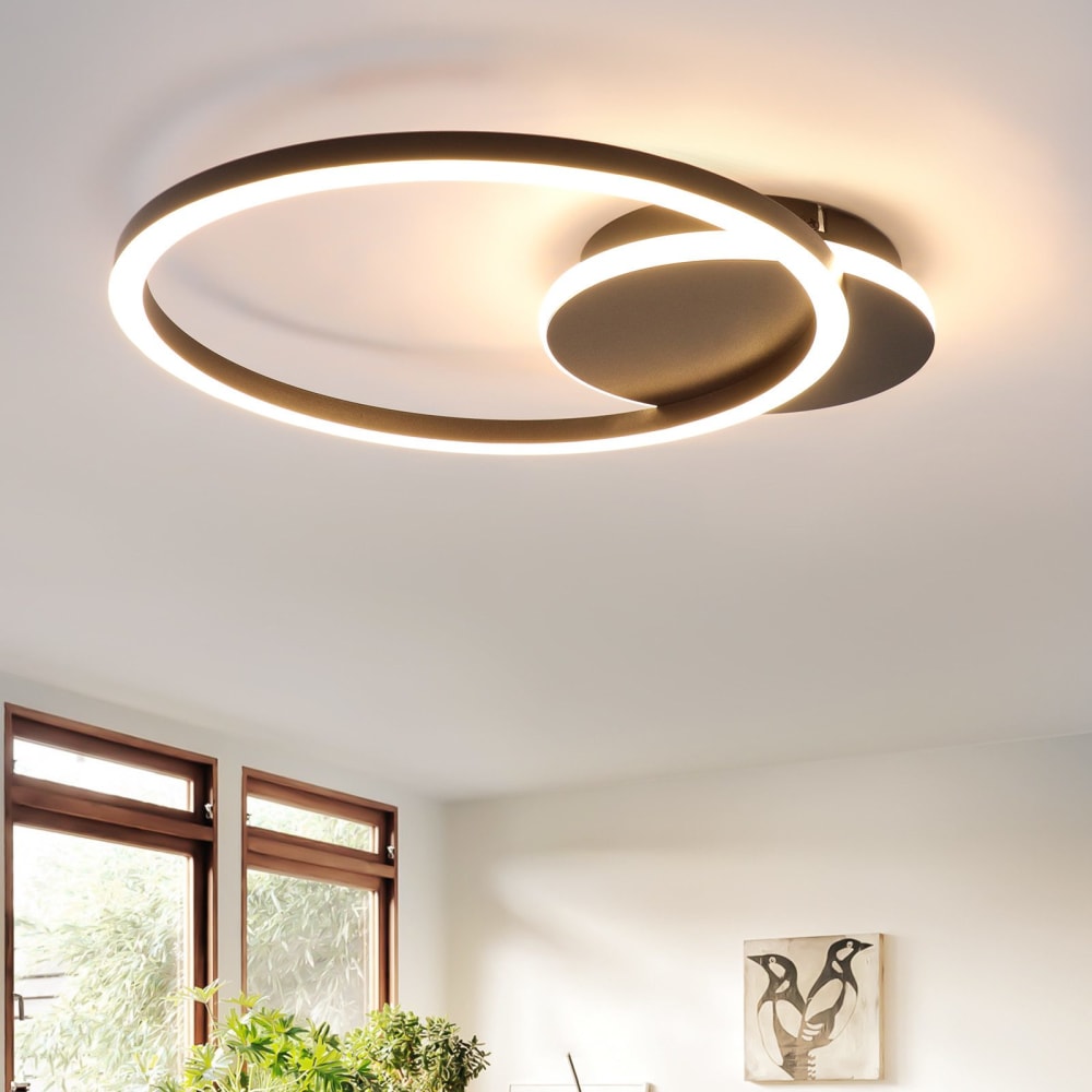 Plafonnier en fer aluminium noir 35x30x5cm led 3000k 24w — vue 3