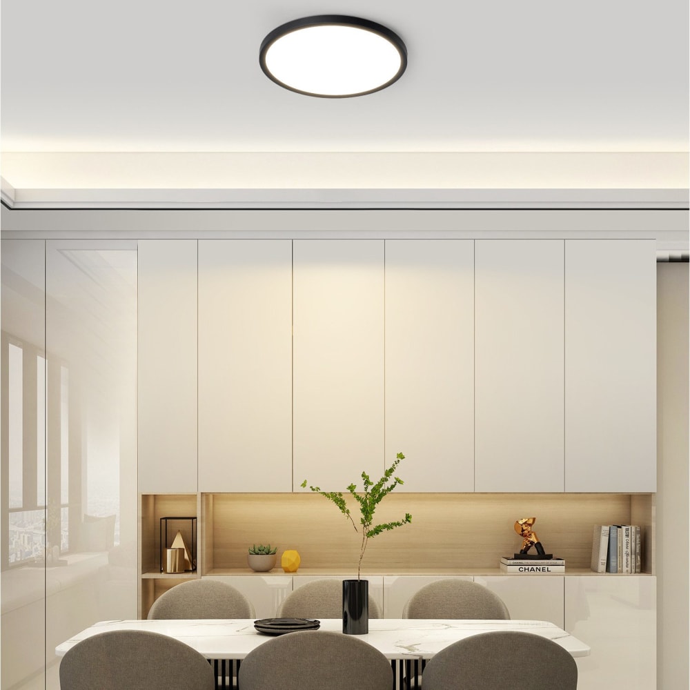 Plafonnier en plastique noir 22x22x2.6cm led 3000k 18w — vue 4