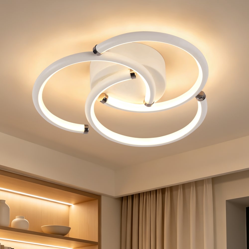 Plafonnier en fer aluminium blanc 23.5x24x5.2cm led 3000k 24w — vue 3