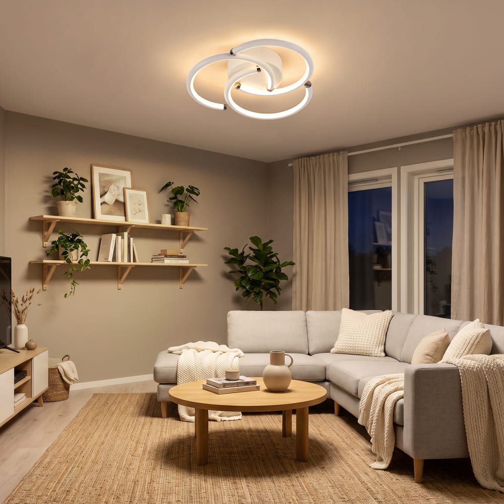 Plafonnier en fer aluminium blanc 23.5x24x5.2cm led 3000k 24w — vue 4