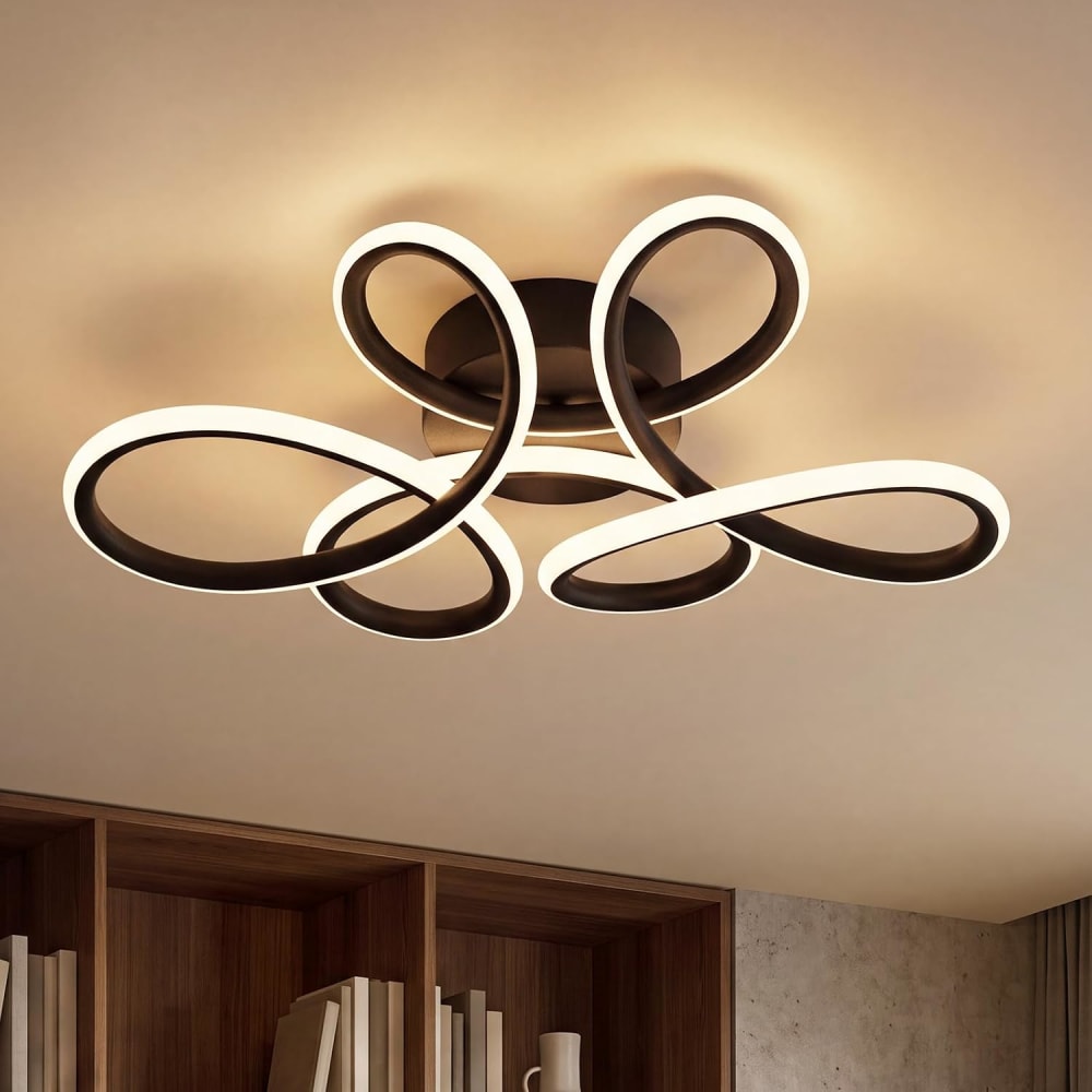 Plafonnier en fer aluminium noir 36x25x8.5cm led 3000k 24w — vue 3