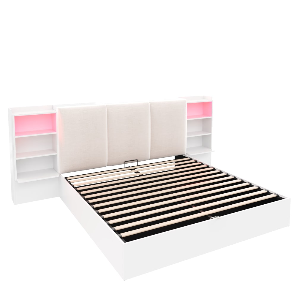 Lit plateforme en pin blanc 180x200 cm Lit plateforme en pin blanc 180x200 cm