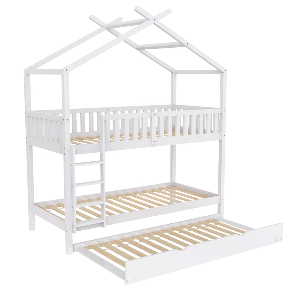 Lit en pin massif blanc 90x200 cm