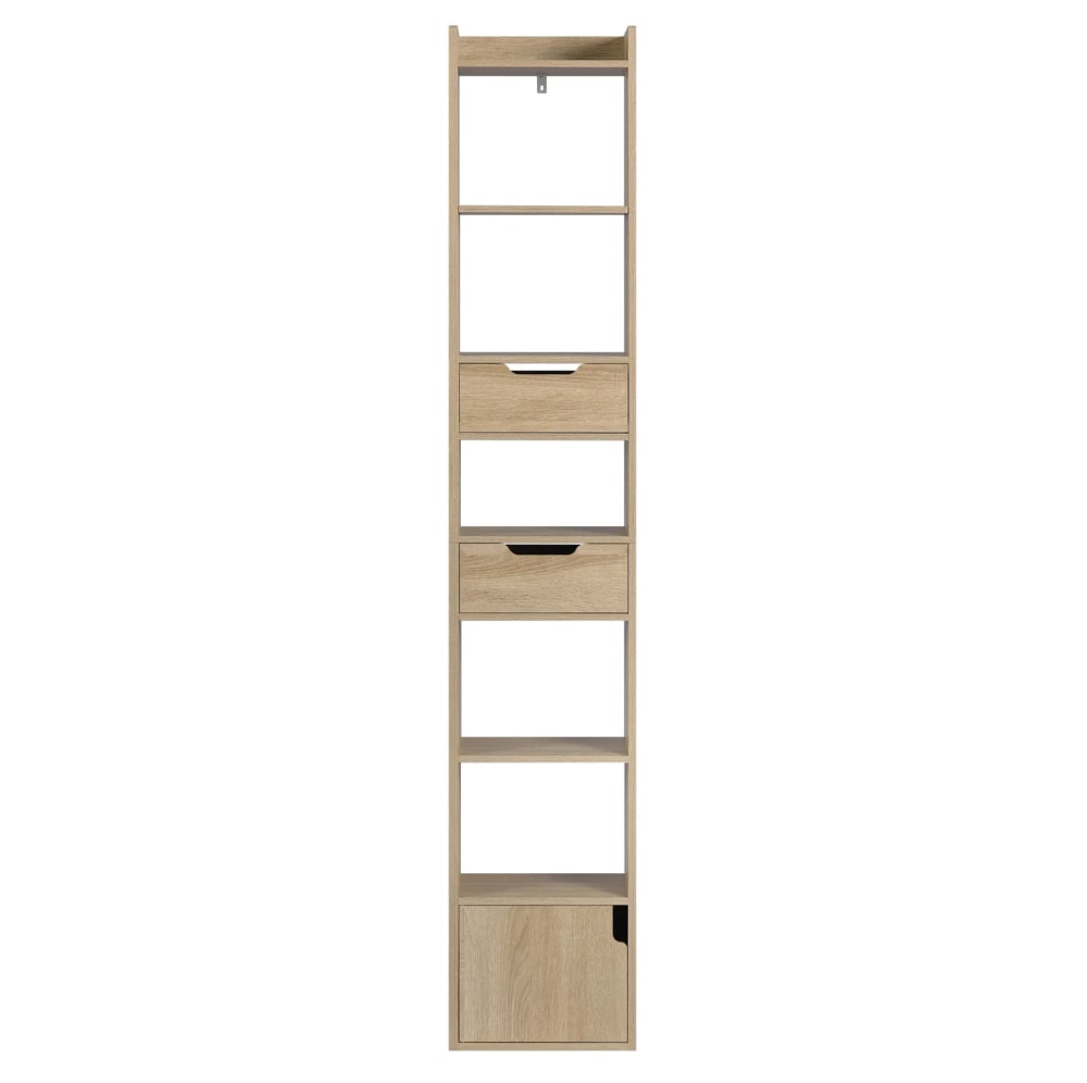REDOM Standregal aus Holz mit Schubladen 33x181x24 cm, Lichte Eiche Beige Holz