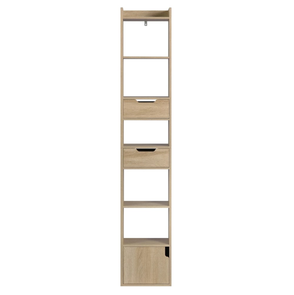 Bibliothèque en bois avec tiroirs chêne clair 33x181x24 cm